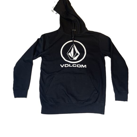Volcom Hoodie Sweatshirt Men's Small Fleece Y2K Casual Dark Black Kangaroo Pouch - Picture 1 of 15